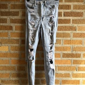 destroyed high waisted jeggings